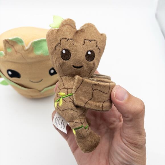 Lot Of 2 Marvel Cuutopia Groot Plush Squish Toy - Mattel + Plush Slap Bracelet - Picture 4 of 12